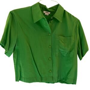Jason Wu Green Button-Up Cropped Shirt Size XS